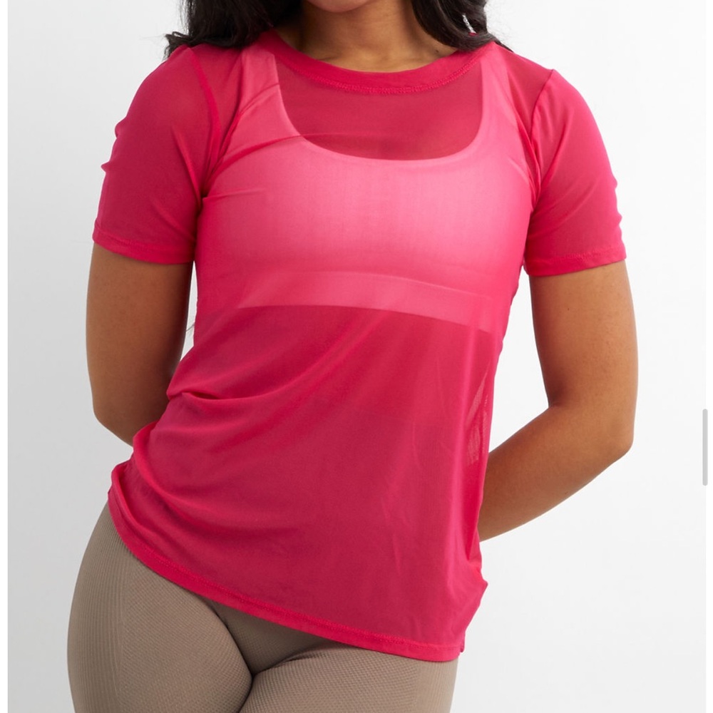 SAVVI SM Raspberry Pinkish Purple Mesh SALT Short Sleeve Shirt